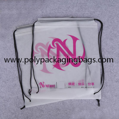 Biodegradable Frosted CPE Plastic Drawstring Backpack Printing Size Custom
