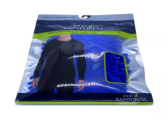 Garment Plastic Packaging Zip Poly Bag Dengan Gantungan Kait Biodegradable