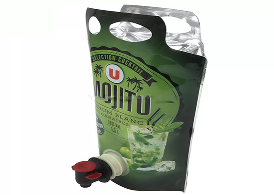 Stand Up Spout Pouch Aluminium Foil 3l Minuman Jus Anggur Cair yang Disesuaikan