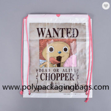 Olahraga Luar Ruangan PE CPE Lapisan Ganda Tas Ransel Tali Tas Serut Plastik