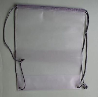0.08mm Frosted CPE Drawstring Double Shoulder Backpack Tas Serut Plastik Untuk Pakaian