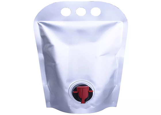 Tas Bib Portabel Food Grade Dalam Kotak Kantung Cerat Aluminium Foil Dengan Keran / Keran Merah