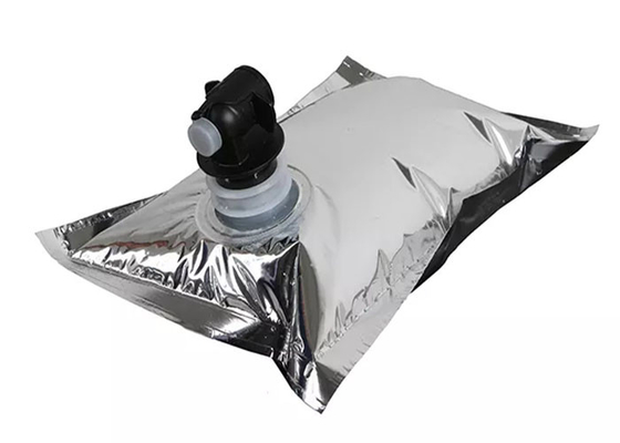 Tas BIB Aluminium Foil Disesuaikan Dalam Kotak Dengan Keran Transparan Untuk Jus