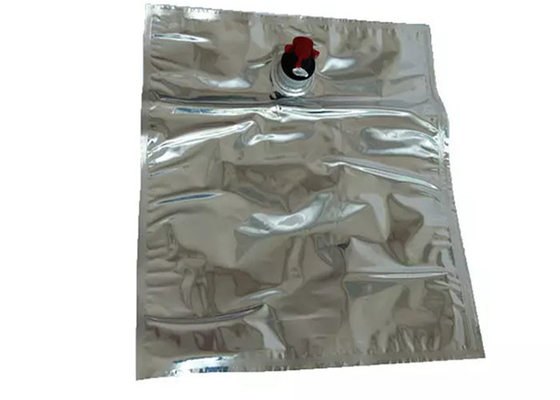 Reusable Silver Red Wine Quad Seal Bag Aluminium Foil Minuman Plastik Tas BIB Cair Dengan Keran