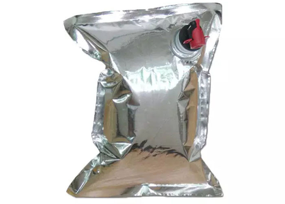 Reusable Silver Red Wine Quad Seal Bag Aluminium Foil Minuman Plastik Tas BIB Cair Dengan Keran