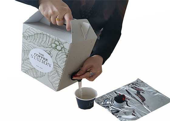 OEM 1L / 2L / 3L Kopi Jus Anggur Tas BIB Cair Dalam Kotak Dispenser Dengan Pegangan Dan Keran