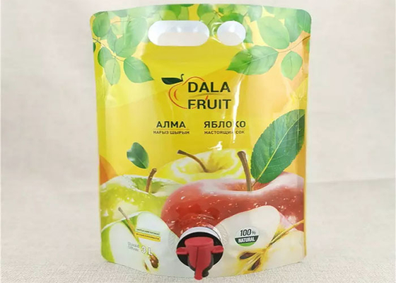 1.5L Jus Cairan Anggur Merah Stand Up Spout Pouch BIB Suction Nozzle Genggam Dengan Keran