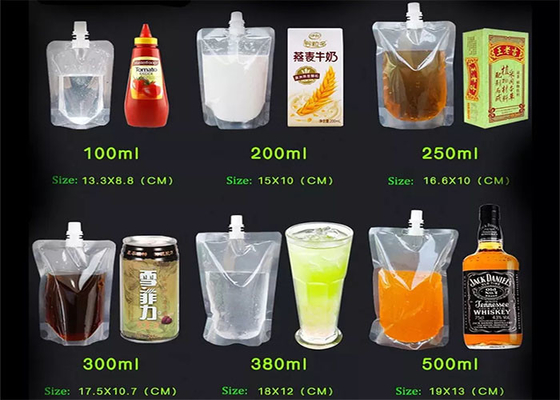 Food Grade Stand Up Plastic Drink Liquid Spout Pouch Untuk Minuman Jus Susu Anggur