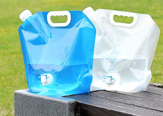 Foldable 5L 10L Plastic Bucket Camping Stand Up Water Pouch Kapasitas Besar