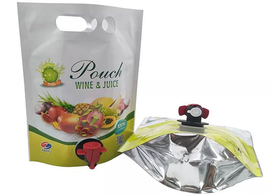Stand Up Spout Pouch Aluminium Foil 3l Minuman Jus Anggur Cair yang Disesuaikan