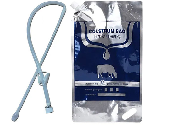 4L Aluminium Foil / Silicone Calf Colostrum Bags Dengan Spout Tube
