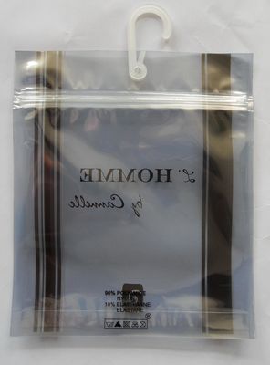 Kantong Poli tahan air Dengan Gantungan / Kait Dan Kunci Zip Untuk Pakaian Dalam Pria / Pakaian