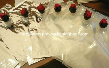 Tas Kemasan Plastik Fleksibel Dapat Digunakan Kembali Dalam Kotak Dengan Cerat, Tas BIB Perak Untuk Jus Anggur