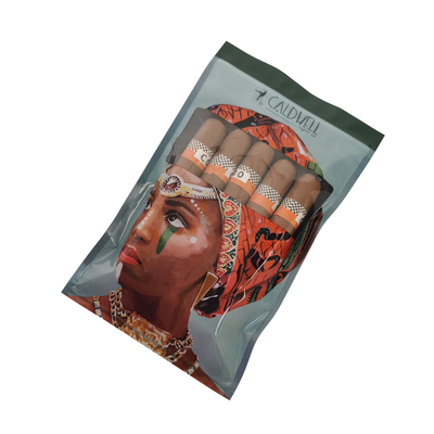 Custom Resalable Foil Ziplock Three Side Seal Natural Leaf Cigar Wrap Moisturizing Plastic Packaging Bag dengan jendela yang jelas