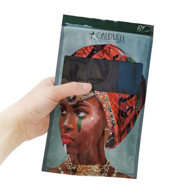 Custom Resalable Foil Ziplock Three Side Seal Natural Leaf Cigar Wrap Moisturizing Plastic Packaging Bag dengan jendela yang jelas