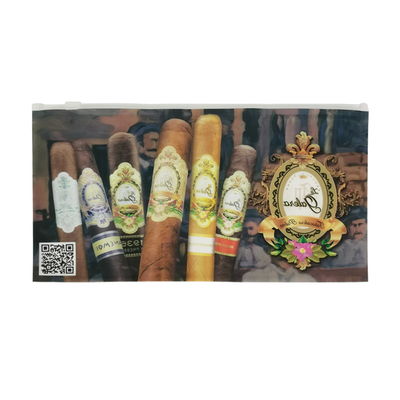 Pencetakan Logo Kustom Bungkus Cerutu Slider Zip Lock Pipa Tembakau Kantong Plastik Paket Kotak Humidor Cerutu Kantong Kemasan Ritsleting