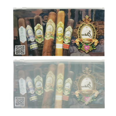 Pencetakan Logo Kustom Bungkus Cerutu Slider Zip Lock Pipa Tembakau Kantong Plastik Paket Kotak Humidor Cerutu Kantong Kemasan Ritsleting
