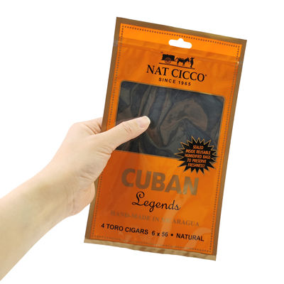 Tas Humidor Cerutu Perjalanan Cetak Kustom 4-6 Cerutu Kantong Plastik Lembab dengan Tas Kemasan Cerutu