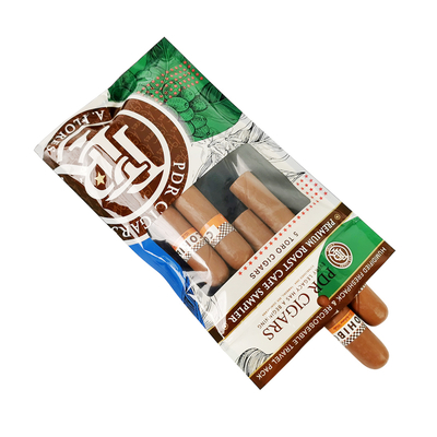 Custom Resalable Foil Ziplock Three Side Seal Natural Leaf Cigar Wrap Moisturizing Plastic Packaging Bag dengan jendela yang jelas