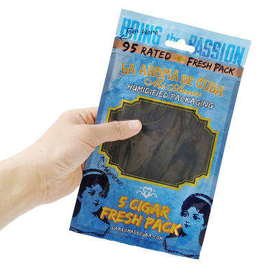 Custom Logo Ziplock Mylar Foil Cigar Packaging Bag Clear Plastic Side Gusset untuk produk rumah tangga dan cerutu