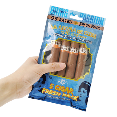 Custom Logo Ziplock Mylar Foil Cigar Packaging Bag Clear Plastic Side Gusset untuk produk rumah tangga dan cerutu