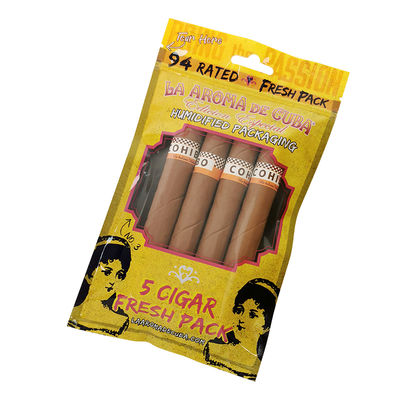 Kantong Kemasan Cerutu Ziplock Cetak Kustom Kantong Plastik Pelembab Cerutu Dengan Lapisan Hidrasi ﻿