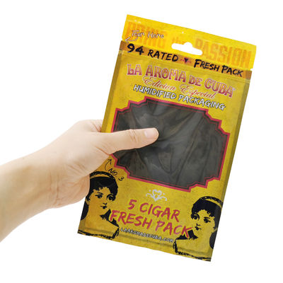 Kantong Kemasan Cerutu Ziplock Cetak Kustom Kantong Plastik Pelembab Cerutu Dengan Lapisan Hidrasi ﻿