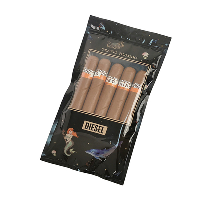 Koper Perjalanan Cerutu Kulit Mewah Kustom dengan Humidifier Kantong Humidor Portabel Bergaris Cedar Kontrol Kelembaban Kantong Ziplock