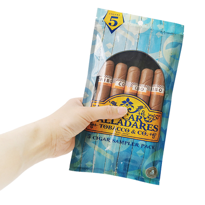 Percetakan Gravure Khusus Kantong Rokok Kelembaban Ziplock Kelembaban Kantong Rokok 5 Rokok Paket Sederhana dengan Pembungkusan Plastik Jendela Jelas