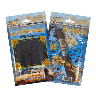 Koper Perjalanan Cerutu Kulit Mewah Kustom dengan Humidifier Kantong Humidor Portabel Bergaris Cedar Kontrol Kelembaban Kantong Ziplock