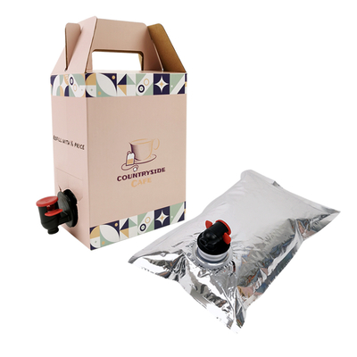 Custom 2L 3L 5L Karton kertas sekali pakai Pengemasan Kopi Cold Brew Juice Box Dispenser Bag dalam Box Aseptic Bag
