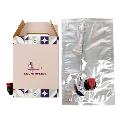 Custom 2L 3L 5L Karton kertas sekali pakai Pengemasan Kopi Cold Brew Juice Box Dispenser Bag dalam Box Aseptic Bag