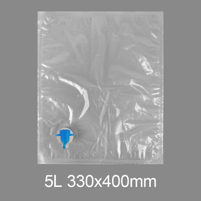 Kantong Keran Plastik BIB Transparan Kustom 3l 5l 10l 20l Dispenser Air Minum Jus Anggur dalam Kotak Dengan Katup Kupu-kupu Vitop