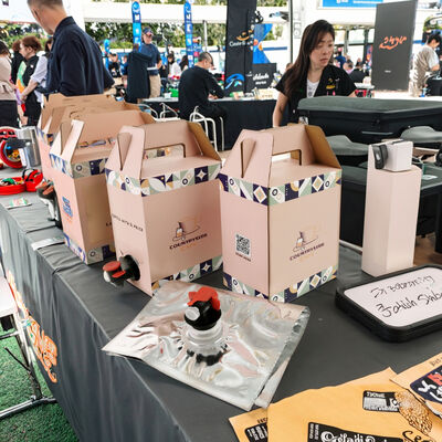 Wadah Kotak Karton Bertekstur dengan Cerat Plastik Cocok untuk Aplikasi Pengemasan Cairan Food Grade