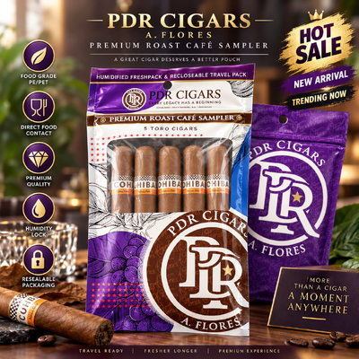 Custom Cigar Cellophane Bag Single Cigar Packaging Flat Pouch Cigar Packaging Gusset Cello Bags