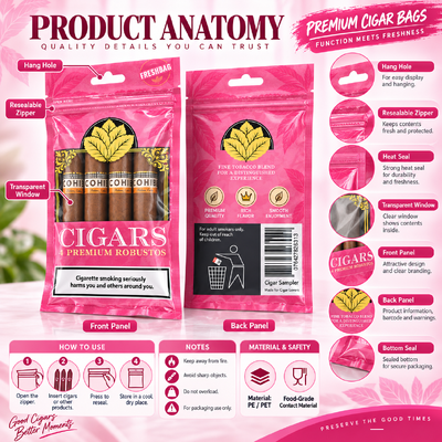 Lightweight And Compact Cigar Humidor Bags Constructed With MOPP PE Material Holds 5 to 20 Cigars Suitable For On The Go