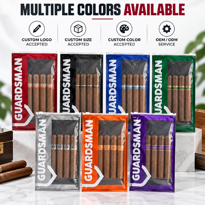 Large size cigar bags custom designed from food grade TPU and PE materials ideal for secure cigar packaging solutions