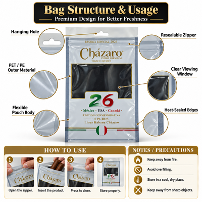 Kantong Plastik Zipper Pelembap Cerutu Humidor Cerutu Menampung 5 hingga 20 Cerutu Desain Ziplock Ideal untuk Menjaga Kesegaran dan Aroma