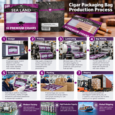 Ziplock Design Cigar Humidor Bags Made From OPP LDPE Laminated Material And Food Grade TPU PE Offering Durable Protection
