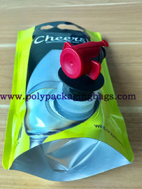 1.5L 3L 5L Red Wine Stand Up Liquid Bags Dengan Butterfly Valve / Spigot