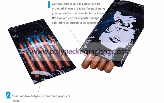 Sistem Humidifikasi Tas Cerutu Ziplock yang Dapat Ditutup Kembali Dengan Slider Travel Cigar Humidor