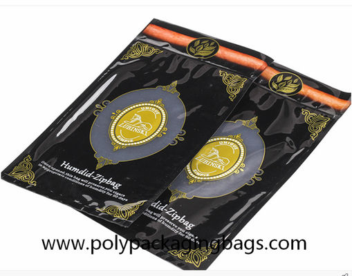 Segel Tiga Sisi 0,09mm Tas Ziplock Cerutu yang Dapat Ditutup Kembali Tas Humidor Tembakau