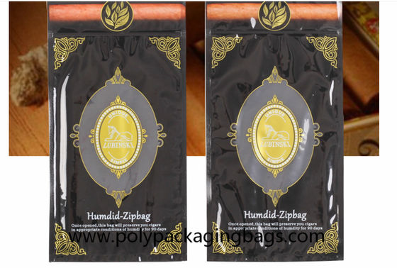 Segel Tiga Sisi 0,09mm Tas Ziplock Cerutu yang Dapat Ditutup Kembali Tas Humidor Tembakau