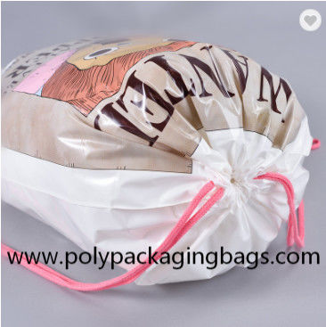 Olahraga Luar Ruangan PE CPE Lapisan Ganda Tas Ransel Tali Tas Serut Plastik