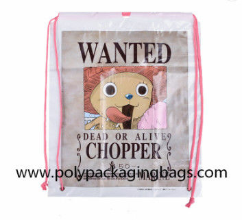 Olahraga Luar Ruangan PE CPE Lapisan Ganda Tas Ransel Tali Tas Serut Plastik