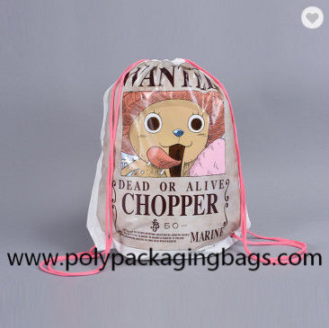 Olahraga Luar Ruangan PE CPE Lapisan Ganda Tas Ransel Tali Tas Serut Plastik