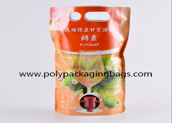 Biodegradable 3 Liter Double Bottom Stand Up Spout Pouch Dengan Spigot