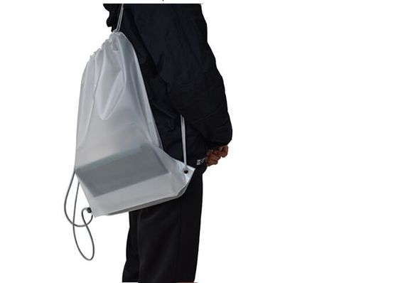 0.08mm Frosted CPE Drawstring Double Shoulder Backpack Tas Serut Plastik Untuk Pakaian