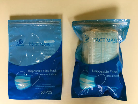 Bukti Kelembaban CMYK OPP PET PE Laminated Mask Packaging Bag Reselable Ziplock Bag Untuk Masker