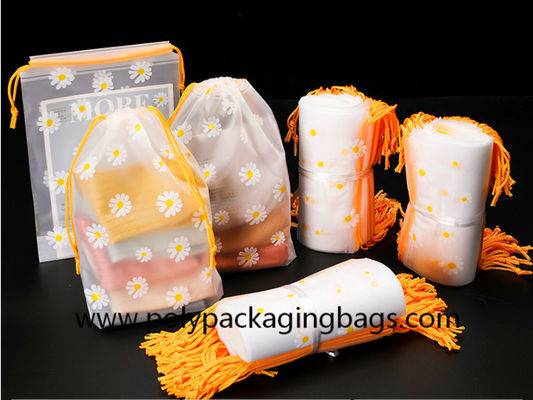 2 Warna Pencetakan Gravure Frosted CPE Drawstring Packaging Bags